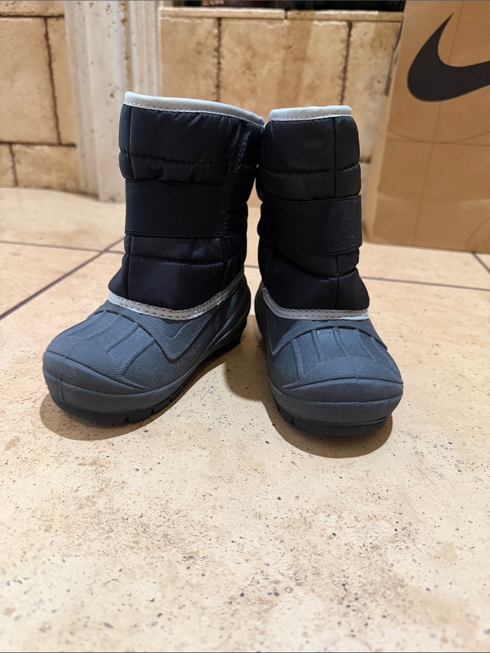 Cat & Jack Kids Black and Gray Waterproof Snow Boots